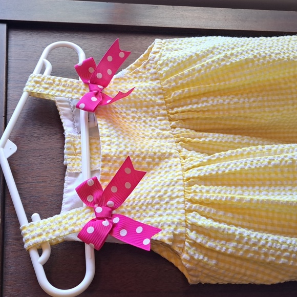 Rare,Too! size 4T yellow gingham strappy butterfly sleeves summer dress - Picture 3 of 5